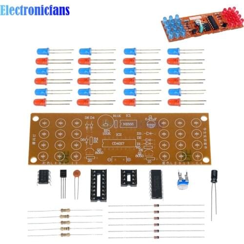 NE555 + CD4017 Red Blue Double Color Flashing Lights Board Kit Strobe Practice Learning DIY Kits Electronic Suite Parts Module