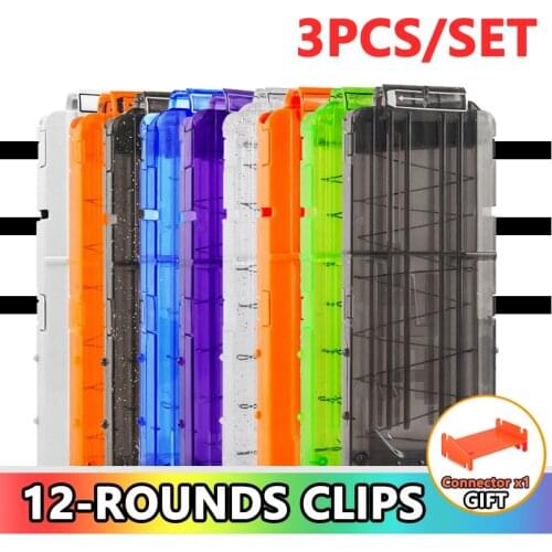 3Pcs Bullet Clip Set For Nerf Accessoies 12-Rounds Reload Clips with Connector Gift For Nerf Toy-Gun Compatible Battle Equipment