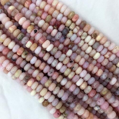 Natural Genuine Peru Pink Opal Loose Smooth Rondelle Jewelry Beads 15" 05933