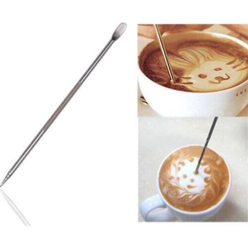 Stainless Steel Fancy Latte Coffee Hook Flower Carve Stick Pull Flower Needle Coffee Latte Decorate Art Pen Kitchen Accessories