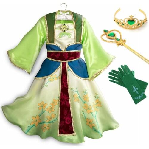 3-9T Girls Cosplay Molan Dress Princess Costume Kids Chinese Ancient Green Clothing Child Party Dress for Girl Vestido Clothes