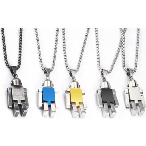 Stainless Steel Minimalism Fashion Delicate Punk Rock Robot Steampunk Pendant Necklace Fashion Jewelry Gift For Him with Chain