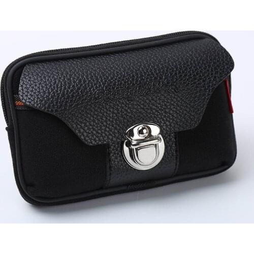 Men Fanny Pack For Mobile Phone Male Zipper Hasp Coin Purse PU Leather Good Quality Bag Casual Waist Packs Money ID Bags Purses