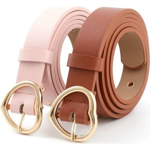Heart Belts For Lady Fashion PU Leather Metal Heart Pin Buckle Belt Party Dress Decor Waistband Jeans Belts For Women Cummerband