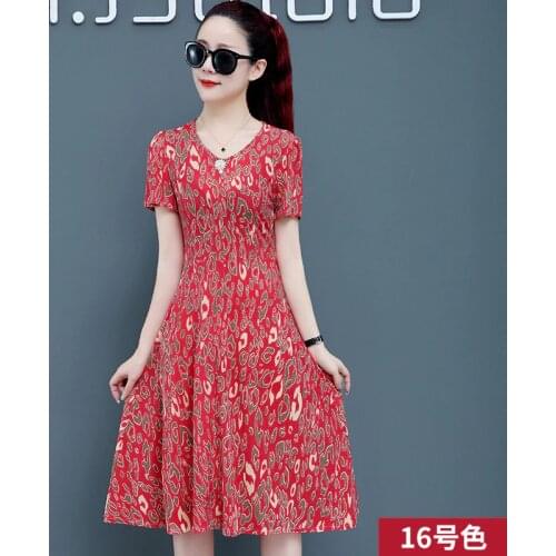 2021 Summer vestido New Vintage short Sleeve V-Neck Floral Dress For Women Print Dress