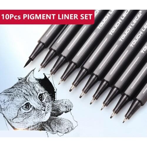 10pcs/set Pigment Liner Pen Set 10 Different Nib School Stationery Suppliers Office Accessories Presented By Kevin&sasa Crafts