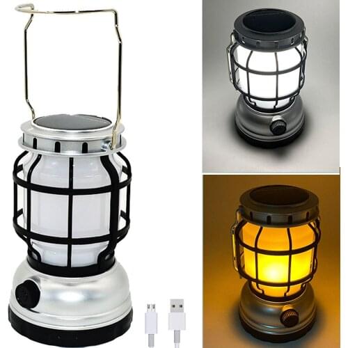 10W Solar Dance Flickering Flame Light USB Rechargeable 18650 Camping Lantern Garden Yard Lawn Table Light 2Modes Camping Torch