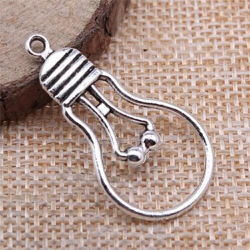 34pcs 36x19mm antique silver Retro threaded incandescent light bulb charms diy retro jewelry fit Earring keychain pendant