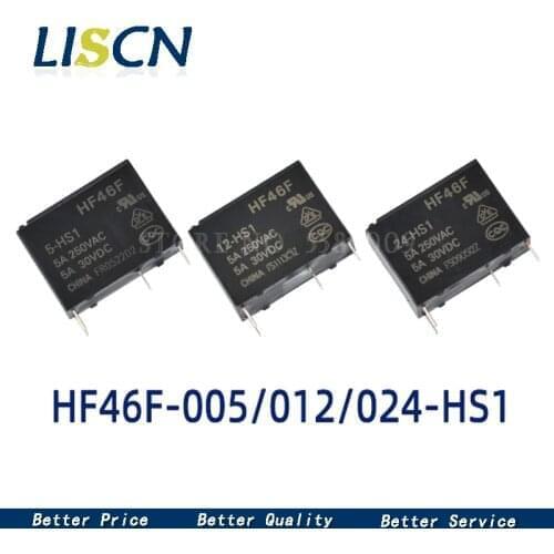 5PCS 30VDC Power Relays HF46F-012-HS1 12-HS1 5A 250VAC 4PIN 12V DC