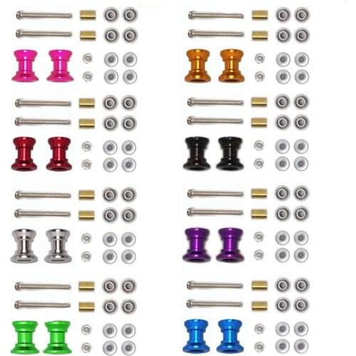 Self-made Aluminum Alloy Rollers Guide Wheel 9-8mm Double Layer Wheel Guide for Tamiya Mini 4WD Car 15403/9496 With Screw 1Set