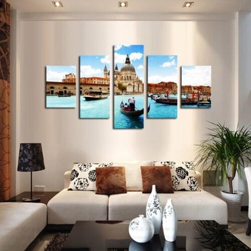 No Frame)5 Piece Water City Modern Home Wall Decor Canvas picture Art HD Print Painting Canvas art Unframed