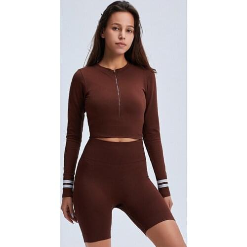 Yoga Pants Women Leggings High Waist Fitness Tight Running Clothes Breathe Seamless Long-sleeved T Shirt Pants Suit Push Up 0045