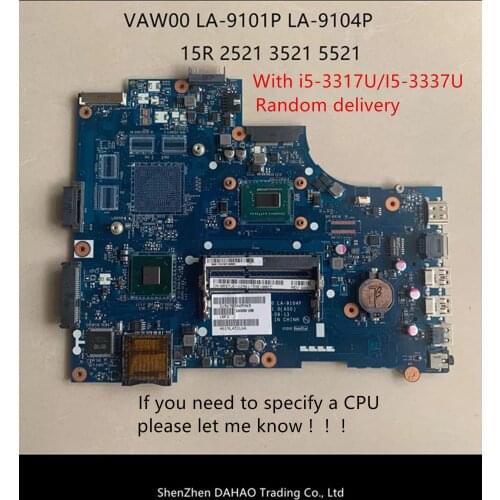 CN-0760R1 motherboard for Dell Inspiron 3521 5521 Laptop Motherboard LA-9104P VAW00 SR0XL I5-3337U DDR3L 100% Fully Tested