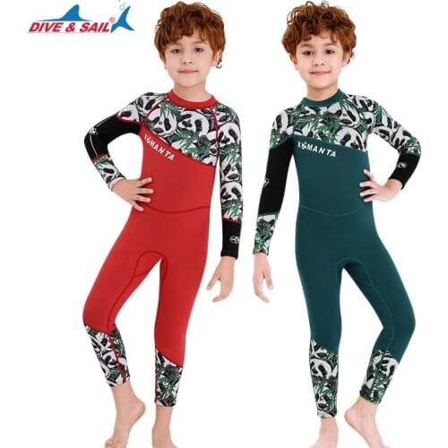 Kids 2.5MM SCR Neoprene Swimsuit Long Diving Suit Childrens Wetsuits Swimwear Snorkeling Surfing Swimming Beach Sun Protection