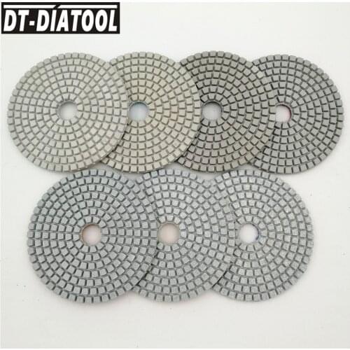 DT-DIATOOL 7pcs 100MM White Diamond Polishing Pads Wet High Quality Grinding Disc For Marble & Granite & Stone & Terrazzo Floor