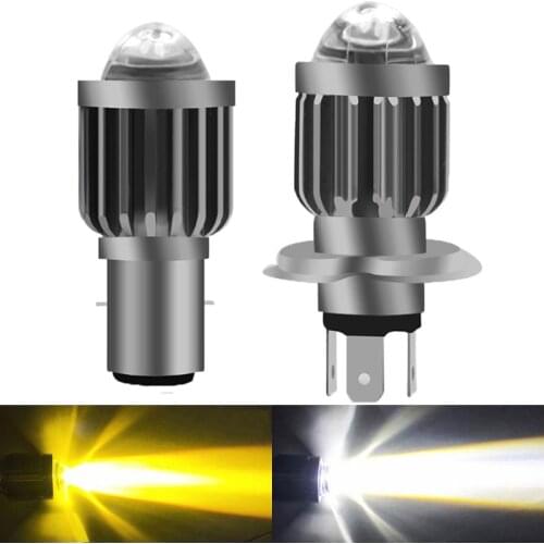 Two-color Motorcycle Headlight LED Bulb BA20D H6 H4 Scooter Lights Double Claw Three Claw Auxiliary Modified Light Fog Lamp