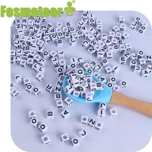 Fosmeteor 100pcs/Lot 7mm Acrylic Spacer Beads Letter Beads Square Alphabet Beads For Jewelry Making DIY Handmade Accessories