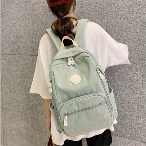 Classic waterproof nylon women backpack Large capacity multiple zip pocket Backpacks Travel bag Teenage Girls Schoolbag