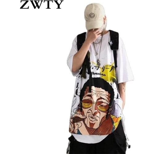 ZWTY Cool Summer T Shirt Men Monkey D Luffy T Shirts Cool Short Sleeve Anime Ace T-shirt Tee Oversized Harajuku Tshirts Men wome