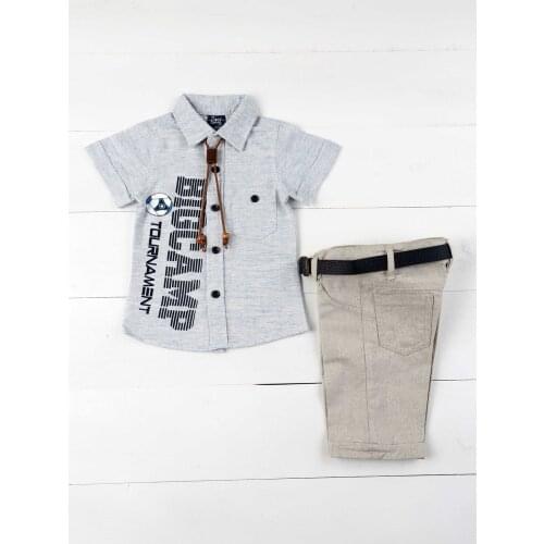 Boy suit summer capri t-shirt belt bow tie 4 piece daily holiday special occasions cotton fabric clothing childrens clothing