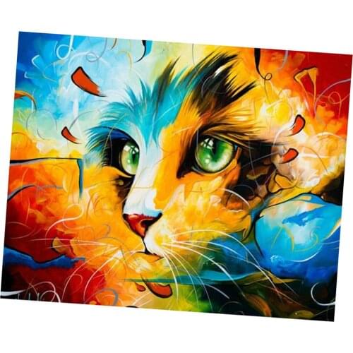 Paint by Numbers DIY Acrylic Painting Kit for Kids & Adults 16” x 20” Colorful Cat with 3 Brushes & Bright Colors