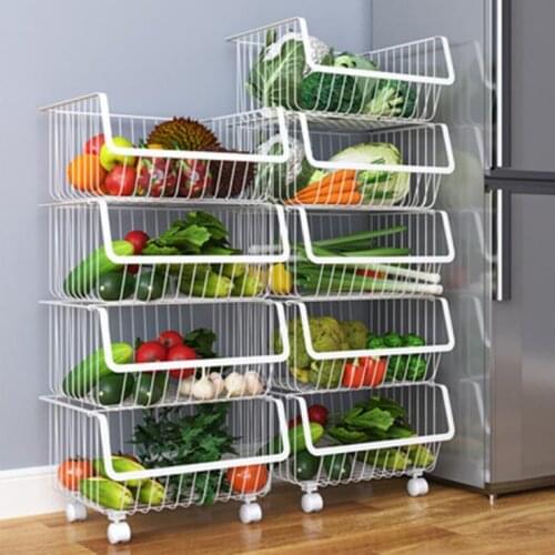 Stainless steel kitchen vegetable and fruit storage basket multi layer mobile storage basket vegetable rack drainage rack