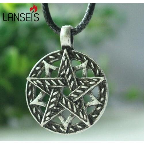 Lanseis 1pcs dropshipping viking men pendant Pentacle Knotwork Amulet Necklace women pendant Five-pointed star religion jewelry
