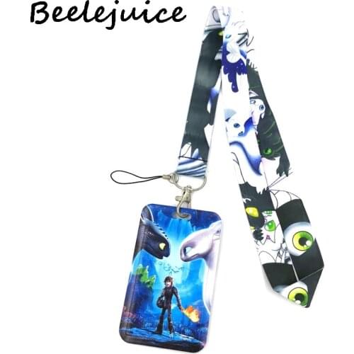 Cartoon Couple Dragon Fashion Lanyard ID Badge Holder Bus Pass Case Cover Slip Bank Credit Card Holder Strap Card Holder Gifts