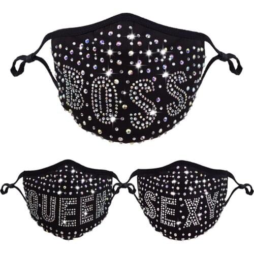 New Sequin Masks For Face Breathable Cotton Mask Men and Women Fashion Personality Flash Bling Crystal Decoration Face Jewelry