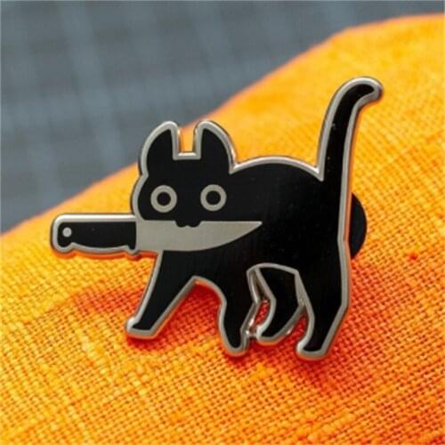 Cute Cat Brooch Black Cat Sheriff Enamel Pin Lapel Badge Brooch Funny Men and Women Party Fashion Jewelry Accessories Gifts