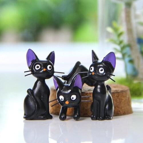 ZOCDOU 1 Piece Cute Black Cat Small Statue Little Figurine Crafts Figure Ornament Miniatures
