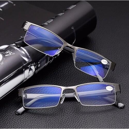 Fashion Unisex Metal Frame UV 400 Anti-fatigue Anti-blue Light Study Eyewear Vision Care Glasses Reading Glasses