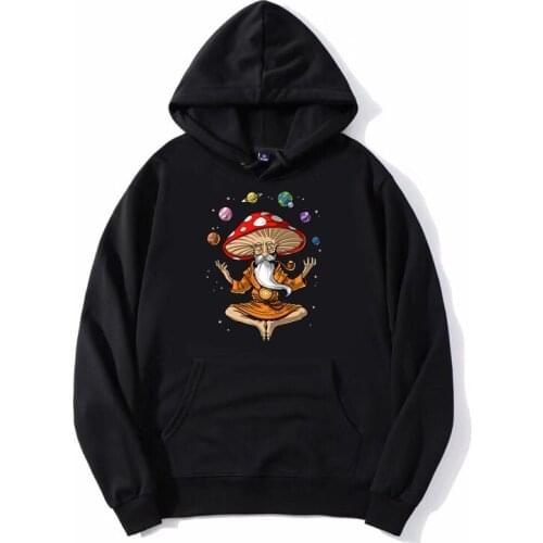 Magic Mushroom Buddha hoodie Hip Hop Men Hooded Sweatshirt Fleece Hoodies Harajuku Streetwear