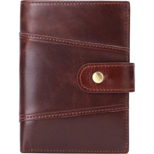 Man Wallets Bag Purse Fold Anti Theft RFID Business Card Holder Pocket ID Bag Vertical Vintage Genuine Leather Wallet Men