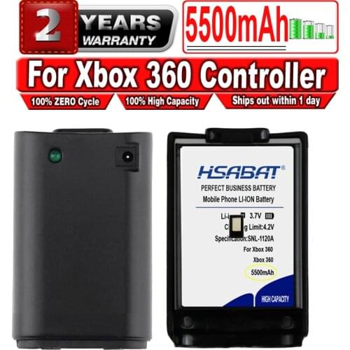 HSABAT 2PCS 5500mAh Battery for Xbox 360 Controller Battery Pack Xbox 360 Gamepads Replacement Bateria