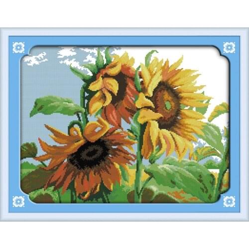 Wind in sunflowers cross stitch kit flower 18ct 14ct 11ct count printed canvas stitching embroidery DIY handmade needlework