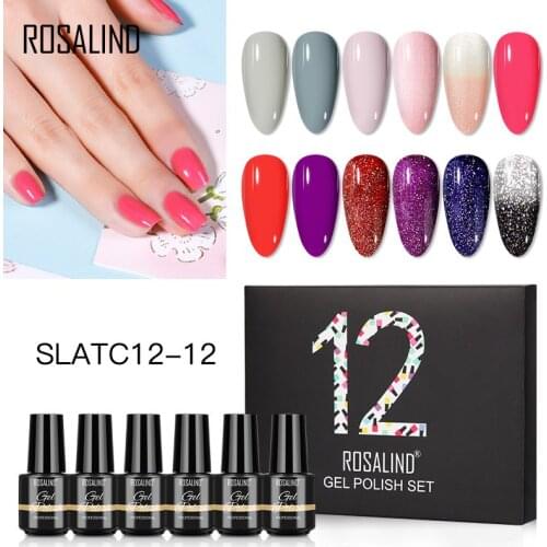 Rosalind Gel Nail Polish Set Kit Semi Permanent UV Hybrid Varnish for Manicure Base Top Coat Nails Art Gel Polish Set