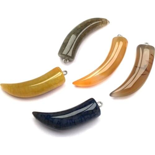 Natural Stone agates Pendant Crescent shape Exquisite Pendants for Jewelry making DIY Necklaces Accessories Reiki Healing Gift