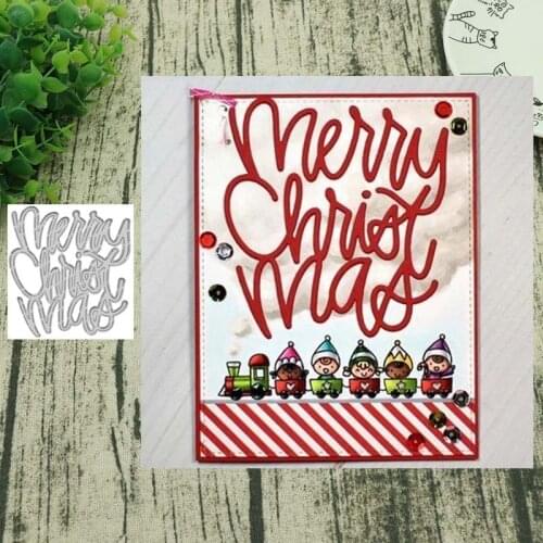 New 2019 Merry Christmas letter Metal Cutting Dies Scrapbooking background craft Card Making Rectangular Pattern