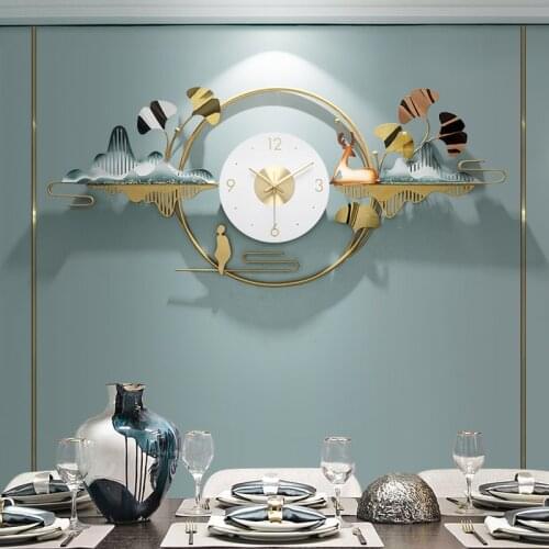 New Chinese light luxury wall clock home creative restaurant wall decoration clock hanging watch