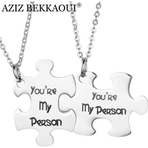 AZIZ BEKKAOUI Engraved You're My Person Couple Necklaces for Lover Stainless Steel Stitching Pendant Necklace Dropshipping