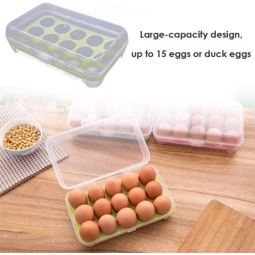 15 Grid Plastic Egg Cartons Food Storage Box Egg Holder Kitchen Transparent Case Egg Box Racks Household Organizer Supply