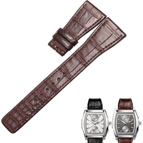 WENTULA watchbands for DA VINCI FAMILY leather strap alligator skin /crocodile grain watch band