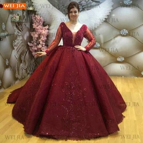 Luxury Arabic Evening Gowns Long Sleeves Lace Up Suknia Wieczorowa 2021 Appliques Beaded Ball Gown Women Dress Vestidos De Noite