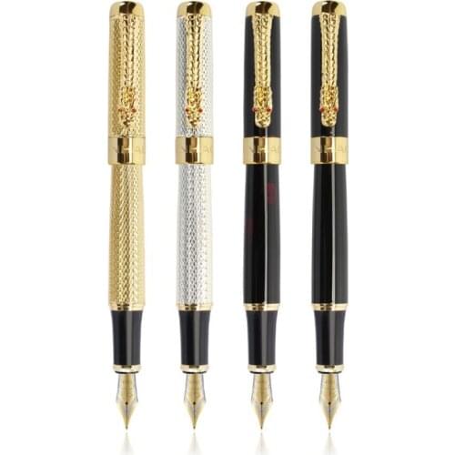 Luxury Eastern Dragon Design Fountain Pen Gold Silver Jinhao 1200 Brand Business Office Gift Ink Pens School Writing Stationery
