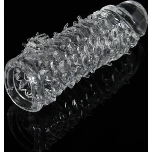 Fish Scales Shape Condoms Delay Penis Extender Reusable Sleeve For Men Clit Spot Squirt Dildo Extension Sex Products Cock Rings