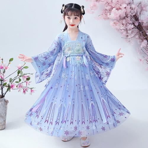 Girls Fairy Princess Dress Cosplay Summer Costume Chinese Style Kids Hanfu Dress Han Tang Dynasty Girls Dresses Child Clothing