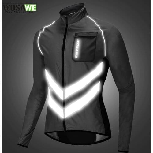 WOSAWE Reflective Jacket Cycling Long Sleeve Wind Bike Windbreaker Windproof Waterproof Quick Dry MTB Jersey Jackets Windcoat