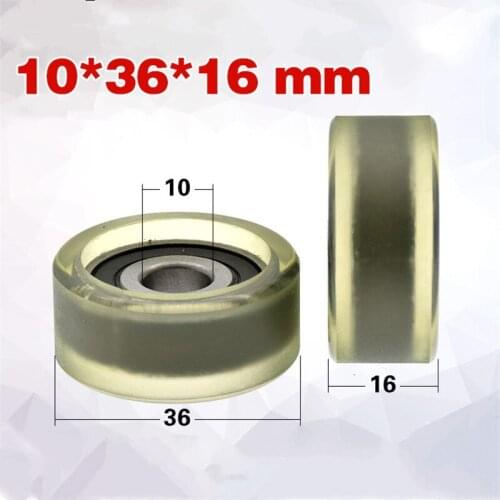 [PU1036-16] 5PCS TPU 6200RS bearing roller wheel guide sliding door platen type PU rubber wheel pulley 10*36*16