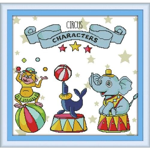 Everlasting Love The Circus Ecological Cotton Cross Stitch 11CT And 14CT Stamped Printed Christmas DIY Gift Wedding Decoration